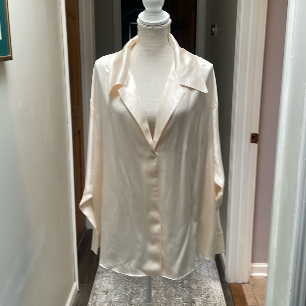 Vince silk blouse in the white but with the hint of blush pink